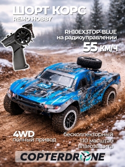 Радиоуправляемый шорт-корс Remo Hobby 10EX3 4WD RTR масштаб 1:10 2.4G - RH10EX3TOP-BLUE