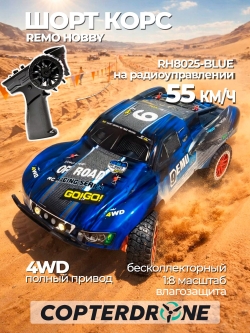 Радиоуправляемая машина шорт-корс Remo Hobby Short 1:8 Brushless 9emu 4WD RTR 2.4G - RH8025-BLUE